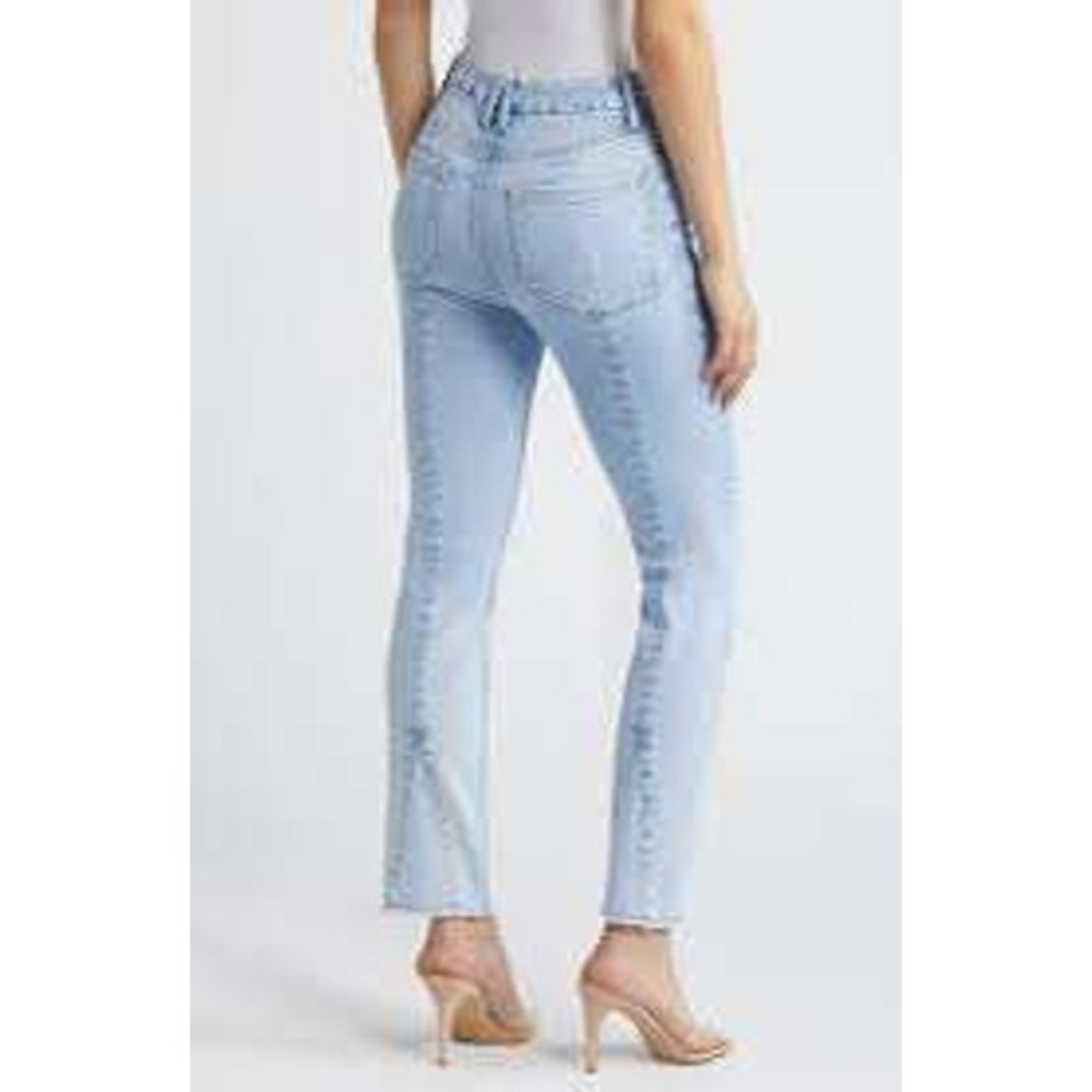 GOOD AMERICAN Jeans Size 4 Blue Good Classic Inset Ankle Slim Indigo454 Raw Hem - Picture 2 of 11
